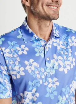 Abstract Floral Performance Jersey Polo