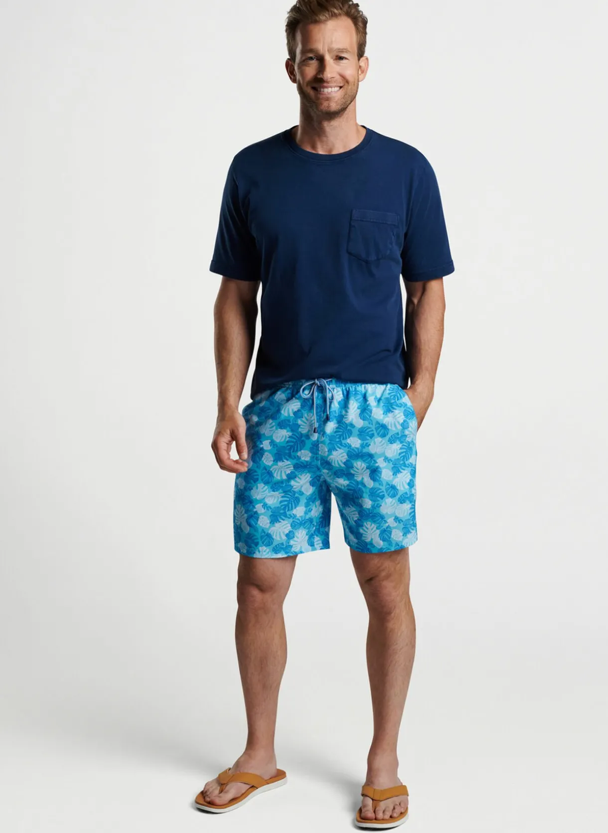 Linework Monstera Swim Trunk