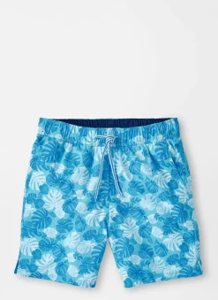Linework Monstera Youth Swim Trunk