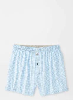 Nebraska Printed Gingham Check Stretch Jersey Boxer