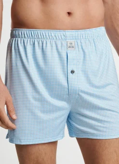 Nebraska Printed Gingham Check Stretch Jersey Boxer